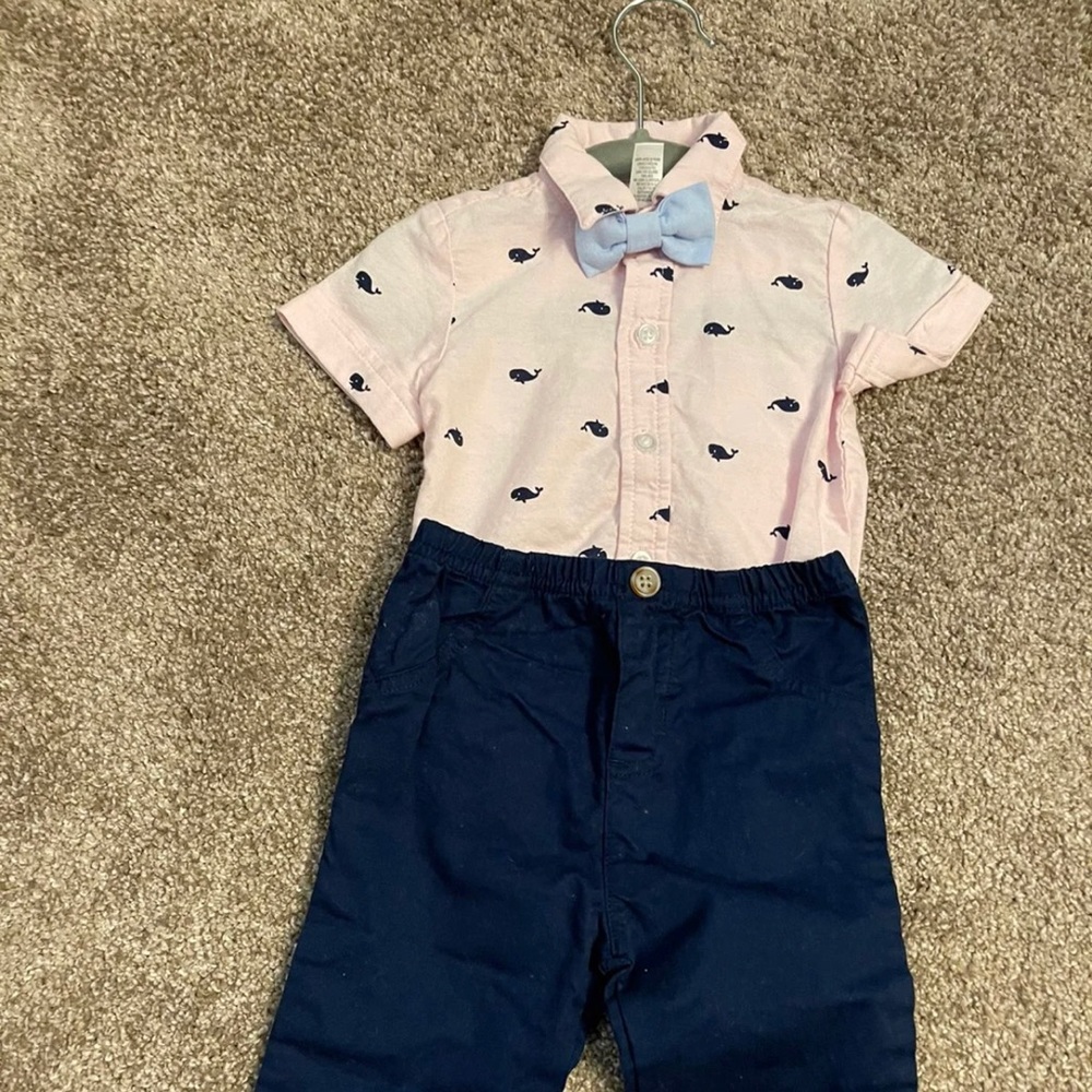 Little me preppy whales outfit, 9m